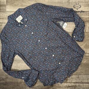 St. John's Bay Floral Comfort Stretch Button Down Shirt Size M